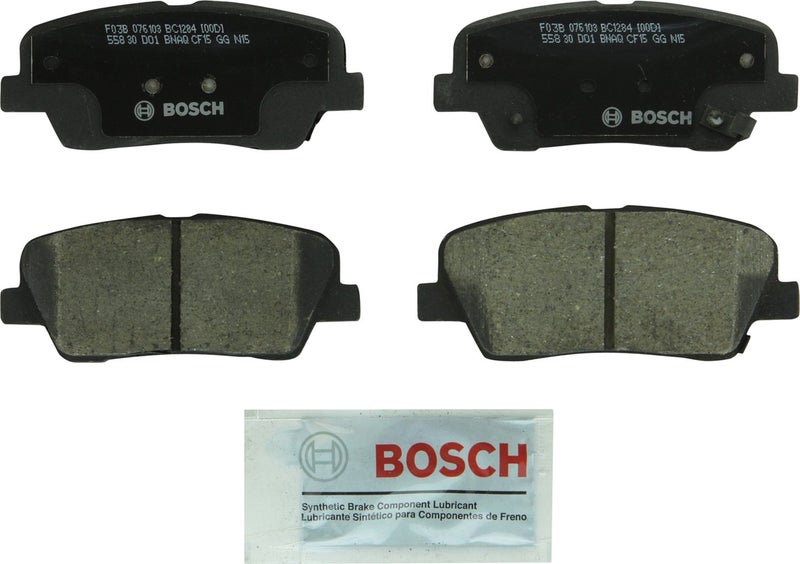 Bosch Automotive BC1284 QuietCast Premium Ceramic Disc Brake Pad Set  Compatible with Select Genesis G80 Hyundai Entourage Equus Genesis Genesis Coupe Kia Borrego K900 Sedona REAR